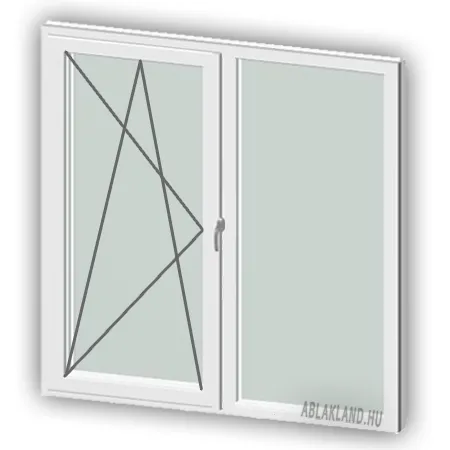 110x130 Műanyag ablak, Kétszárnyú, Bukó/Nyíló+Fix, Neo
