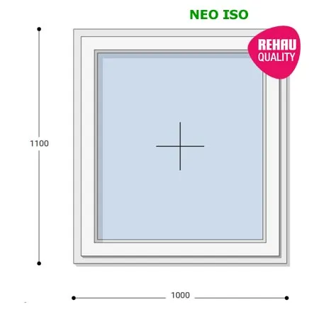 100x110 Műanyag ablak, Egyszárnyú, Fix Ablakszárnyban, Neo Iso Rehau