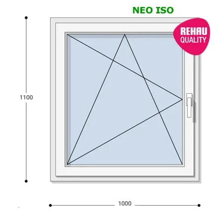 100x110 Műanyag ablak, Egyszárnyú, Bukó/Nyíló, Neo Iso Rehau