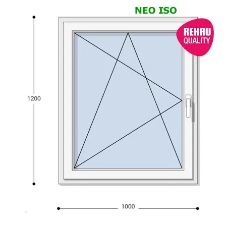 100x120 Műanyag ablak, Egyszárnyú, Bukó/Nyíló, Neo Iso Rehau