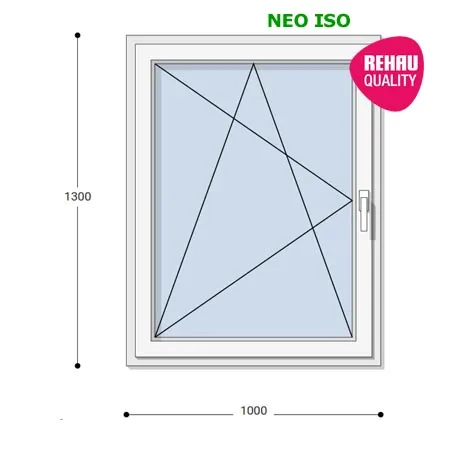 100x130 Műanyag ablak, Egyszárnyú, Bukó/Nyíló, Neo Iso Rehau