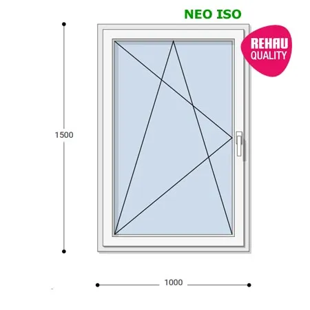 100x150 Műanyag ablak, Egyszárnyú, Bukó/Nyíló, Neo Iso Rehau
