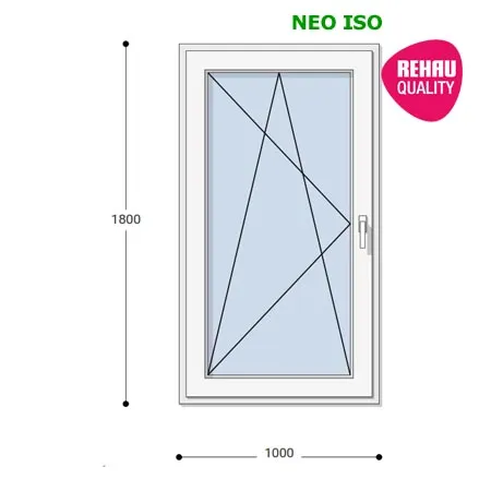 100x180 Műanyag erkélyajtó, Egyszárnyú, Bukó/Nyíló, Neo Iso Rehau