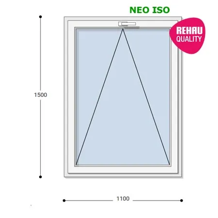 110x150 Műanyag ablak, Egyszárnyú, Bukó, Neo Iso Rehau