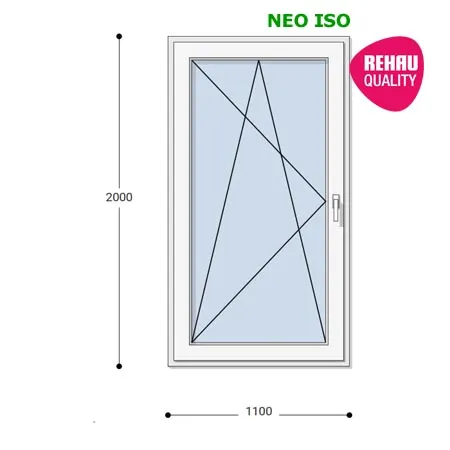 110x200 Műanyag erkélyajtó, Egyszárnyú, Bukó/Nyíló, Neo Iso Rehau