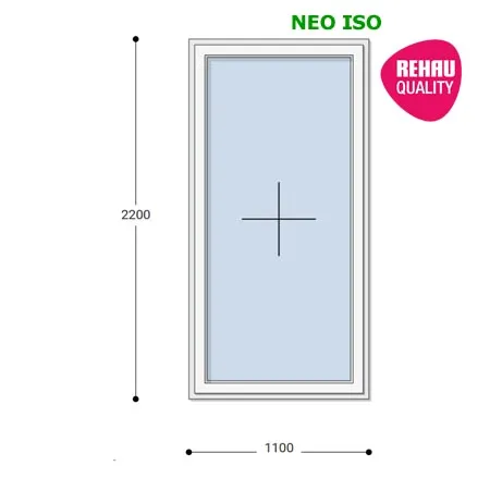 110x220 Műanyag ablak, Egyszárnyú, Fix Ablakszárnyban, Neo Iso Rehau