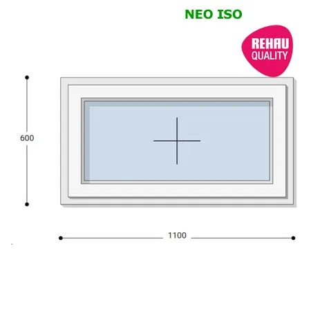 110x60 Műanyag ablak, Egyszárnyú, Fix Ablakszárnyban, Neo Iso Rehau