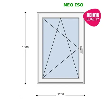 120x180 Műanyag erkélyajtó, Egyszárnyú, Bukó/Nyíló, Neo Iso Rehau
