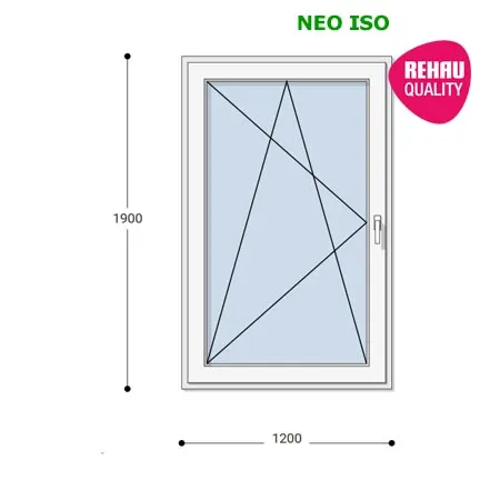 120x190 Műanyag erkélyajtó, Egyszárnyú, Bukó/Nyíló, Neo Iso Rehau