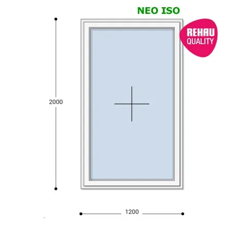 120x200 Műanyag ablak, Egyszárnyú, Fix Ablakszárnyban, Neo Iso Rehau