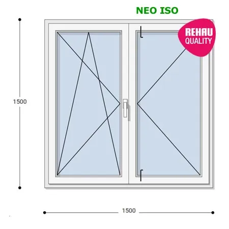 150x150 Műanyag ablak, Középen Felnyíló, Bukó/Nyíló+Nyíló, Neo Iso Rehau