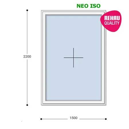 150x220 Műanyag ablak, Egyszárnyú, Fix Ablakszárnyban, Neo Iso Rehau