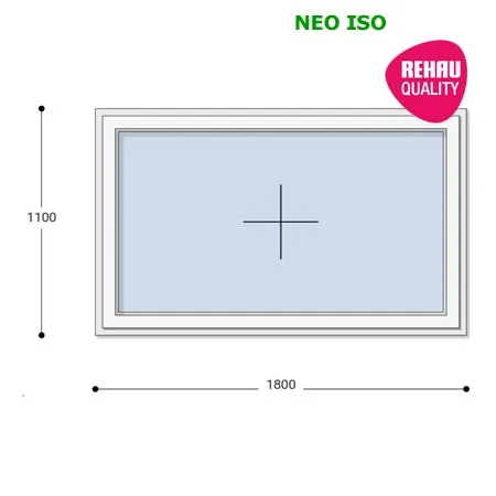 180x110 Műanyag ablak, Egyszárnyú, Fix Ablakszárnyban, Neo Iso Rehau