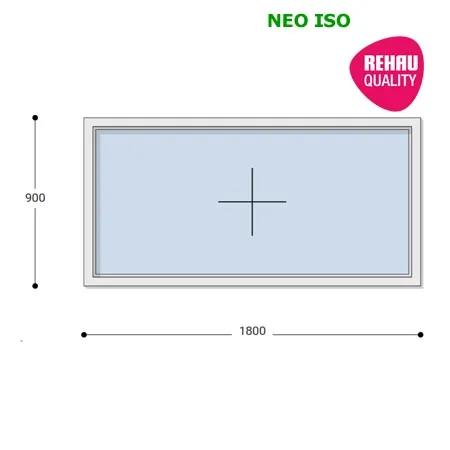 180x90 Műanyag ablak, Egyszárnyú, Fix, Neo Iso Rehau