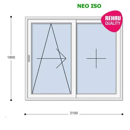 210x180 Műanyag erkélyajtó, Kétszárnyú, Toló+Fix, Neo Iso Rehau