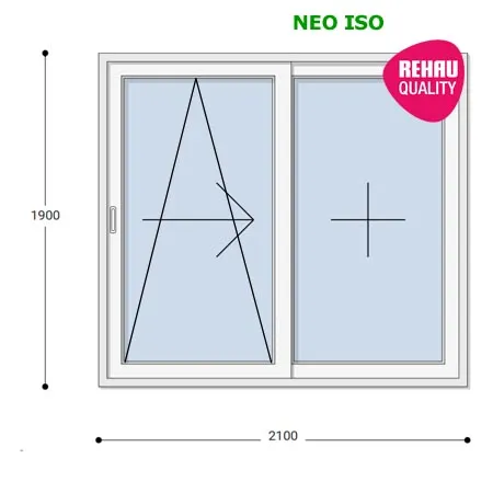 210x190 Műanyag erkélyajtó, Kétszárnyú, Toló+Fix, Neo Iso Rehau