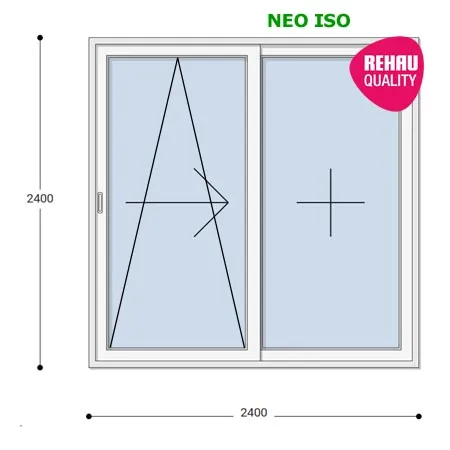 240x240 Műanyag erkélyajtó, Kétszárnyú, Toló+Fix, Neo Iso Rehau