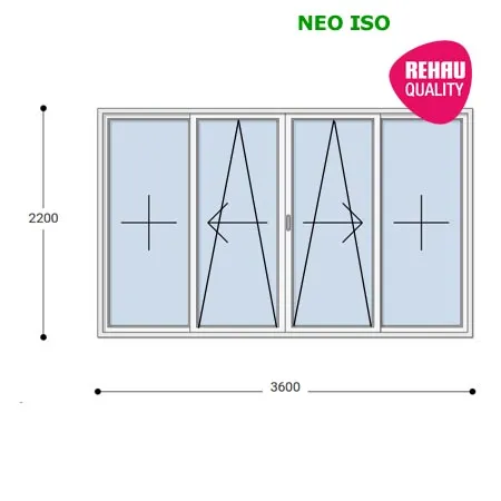 360x220 Toló Erkélyajtó, Középről Nyíló, Toló-Bukó Teraszajtó, Neo Iso Rehau