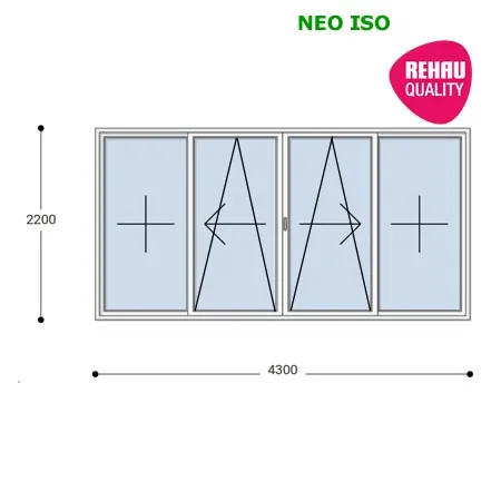 430x220 Toló Erkélyajtó, Középről Nyíló, Toló-Bukó Teraszajtó, Neo Iso Rehau