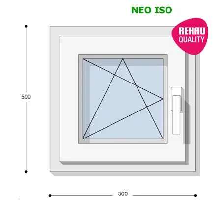 50x50 Műanyag ablak, Egyszárnyú, Bukó/Nyíló, Neo Iso Rehau