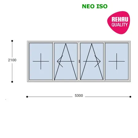 530x210 Toló Erkélyajtó, Középről Nyíló, Toló-Bukó Teraszajtó, Neo Iso Rehau