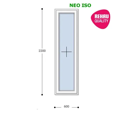 60x220 Műanyag ablak, Egyszárnyú, Fix Ablakszárnyban, Neo Iso Rehau