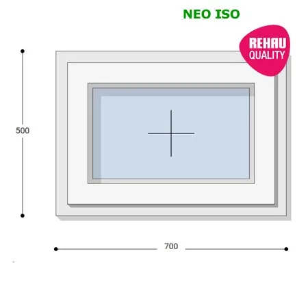70x50 Műanyag ablak, Egyszárnyú, Fix Ablakszárnyban, Neo Iso Rehau
