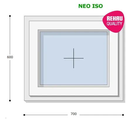 70x60 Műanyag ablak, Egyszárnyú, Fix Ablakszárnyban, Neo Iso Rehau