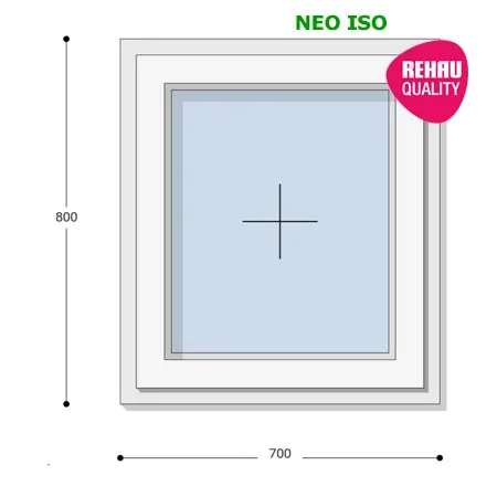 70x80 Műanyag ablak, Egyszárnyú, Fix Ablakszárnyban, Neo Iso Rehau
