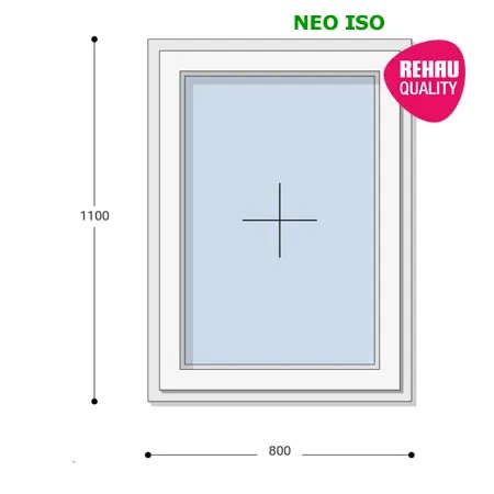 80x110 Műanyag ablak, Egyszárnyú, Fix Ablakszárnyban, Neo Iso Rehau