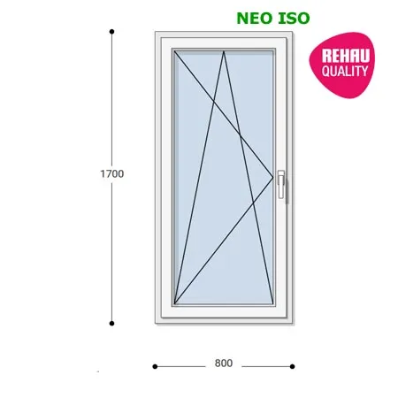 80x170 Műanyag ablak, Egyszárnyú, Bukó/Nyíló, Neo Iso Rehau