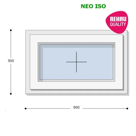 80x50 Műanyag ablak, Egyszárnyú, Fix Ablakszárnyban, Neo Iso Rehau