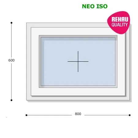 80x60 Műanyag ablak, Egyszárnyú, Fix Ablakszárnyban, Neo Iso Rehau