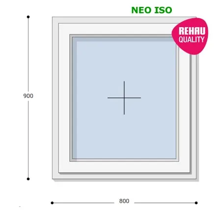 80x90 Műanyag ablak, Egyszárnyú, Fix Ablakszárnyban, Neo Iso Rehau