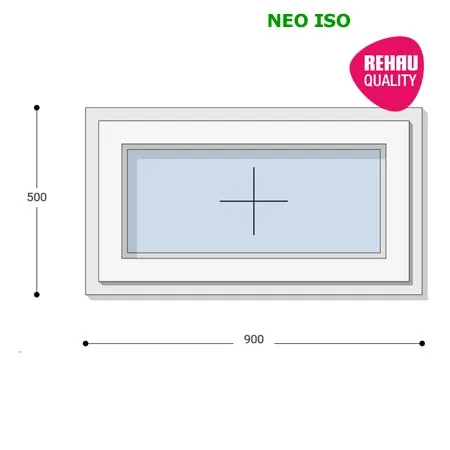 90x50 Műanyag ablak, Egyszárnyú, Fix Ablakszárnyban, Neo Iso Rehau