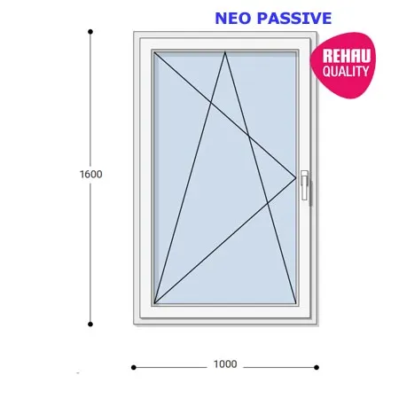 100x160 Műanyag ablak, Egyszárnyú, Bukó/Nyíló, Neo Passive Rehau
