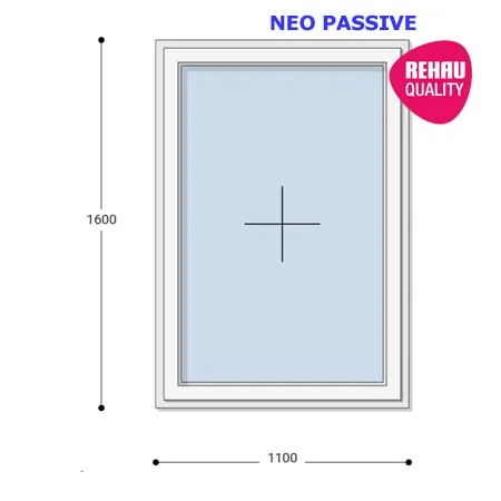 110x160 Műanyag ablak, Egyszárnyú, Fix Ablakszárnyban, Neo Passive Rehau