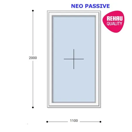 110x200 Műanyag ablak, Egyszárnyú, Fix Ablakszárnyban, Neo Passive Rehau