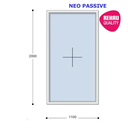 110x200 Műanyag ablak, Egyszárnyú, Fix, Neo Passive Rehau