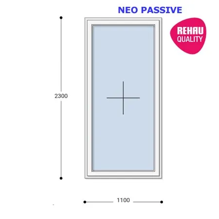 110x230 Műanyag ablak, Egyszárnyú, Fix Ablakszárnyban, Neo Passive Rehau