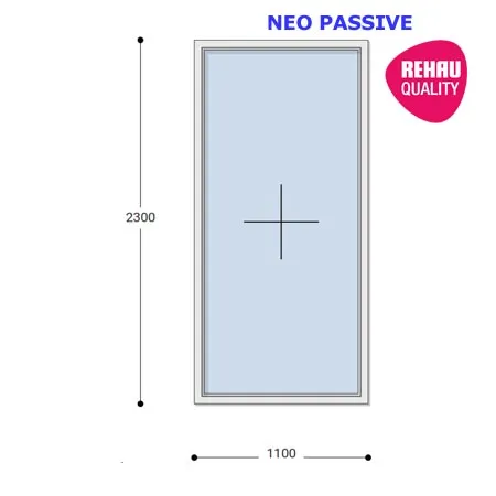 110x230 Műanyag ablak, Egyszárnyú, Fix, Neo Passive Rehau