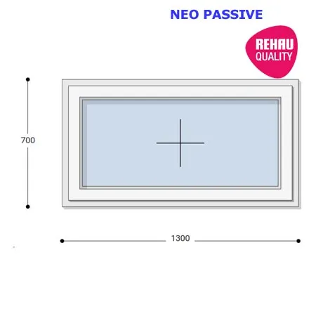130x70 Műanyag ablak, Egyszárnyú, Fix Ablakszárnyban, Neo Passive Rehau
