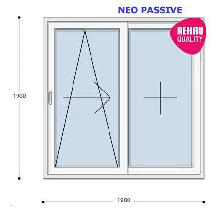 190x190 Műanyag erkélyajtó, Kétszárnyú, Toló+Fix, Neo Passive Rehau