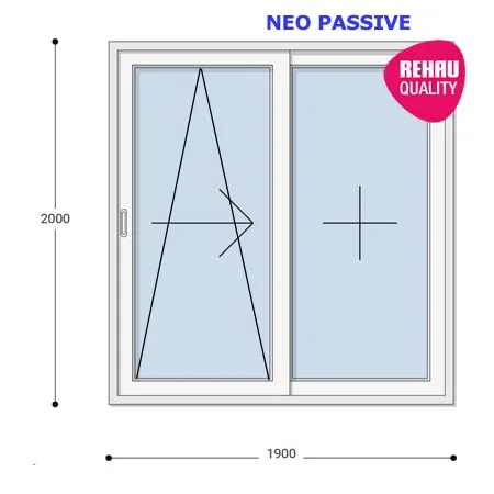 190x200 Műanyag erkélyajtó, Kétszárnyú, Toló+Fix, Neo Passive Rehau