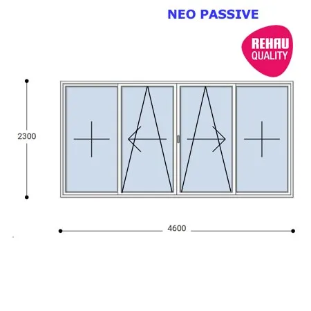 460x230 Toló Erkélyajtó, Középről Nyíló, Toló-Bukó Teraszajtó, Neo Passive Rehau