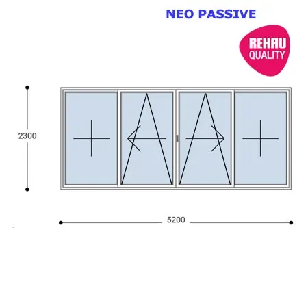 520x230 Toló Erkélyajtó, Középről Nyíló, Toló-Bukó Teraszajtó, Neo Passive Rehau