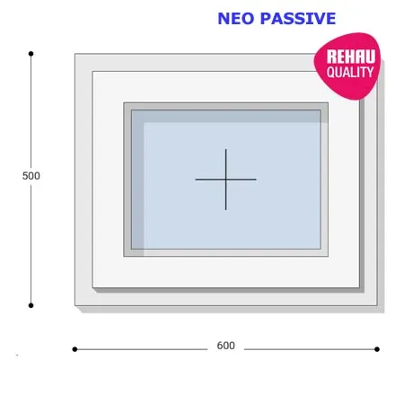 60x50 Műanyag ablak, Egyszárnyú, Fix Ablakszárnyban, Neo Passive Rehau