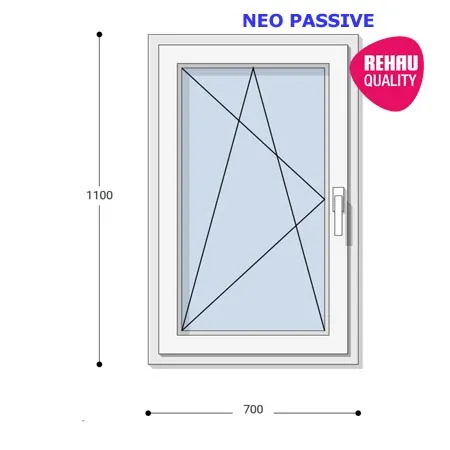70x110 Műanyag ablak, Egyszárnyú, Bukó/Nyíló, Neo Passive Rehau