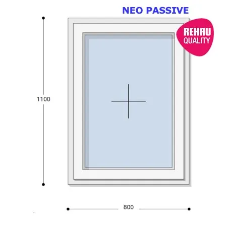 80x110 Műanyag ablak, Egyszárnyú, Fix Ablakszárnyban, Neo Passive Rehau