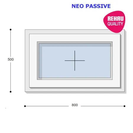80x50 Műanyag ablak, Egyszárnyú, Fix Ablakszárnyban, Neo Passive Rehau